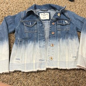 Abercrombie kids, jean jacket size 9–10 dark at top light wash at bottom
